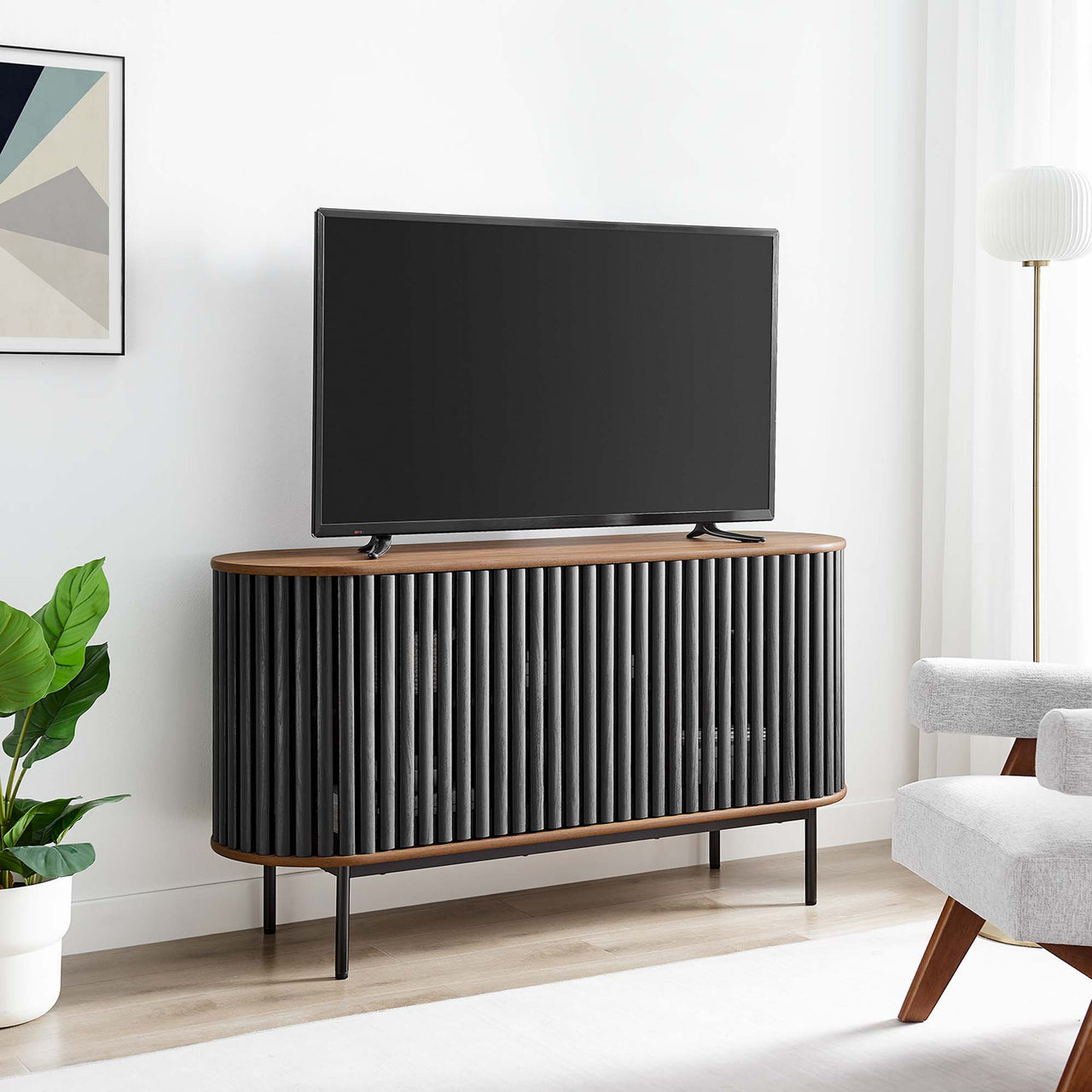 Strathen Oval Sideboard | TV Stand, Walnut & Black