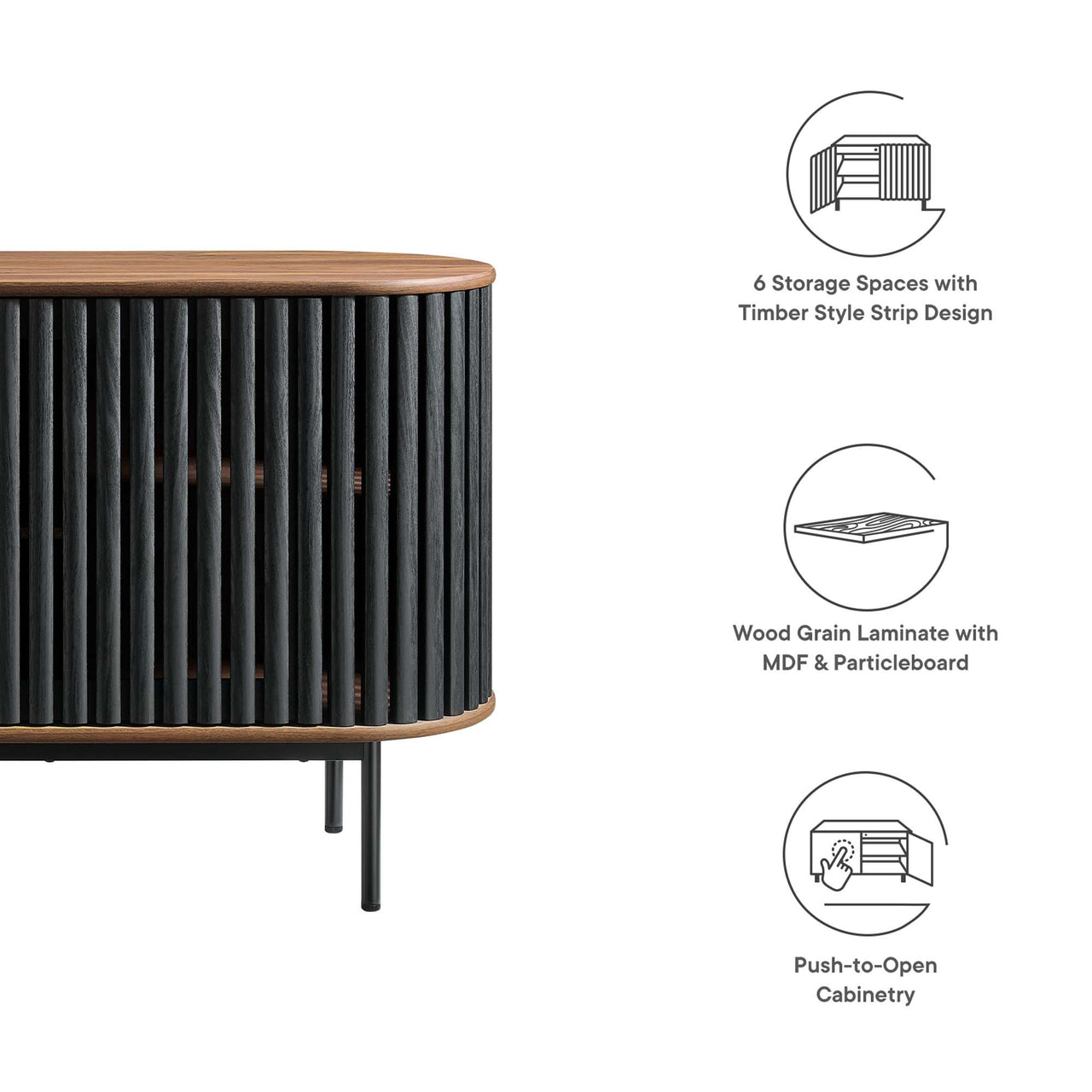 Strathen Oval Sideboard | TV Stand, Walnut & Black