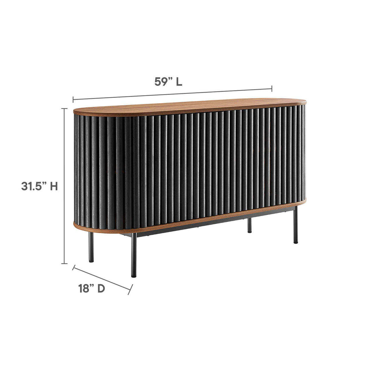 Strathen Oval Sideboard | TV Stand, Walnut & Black