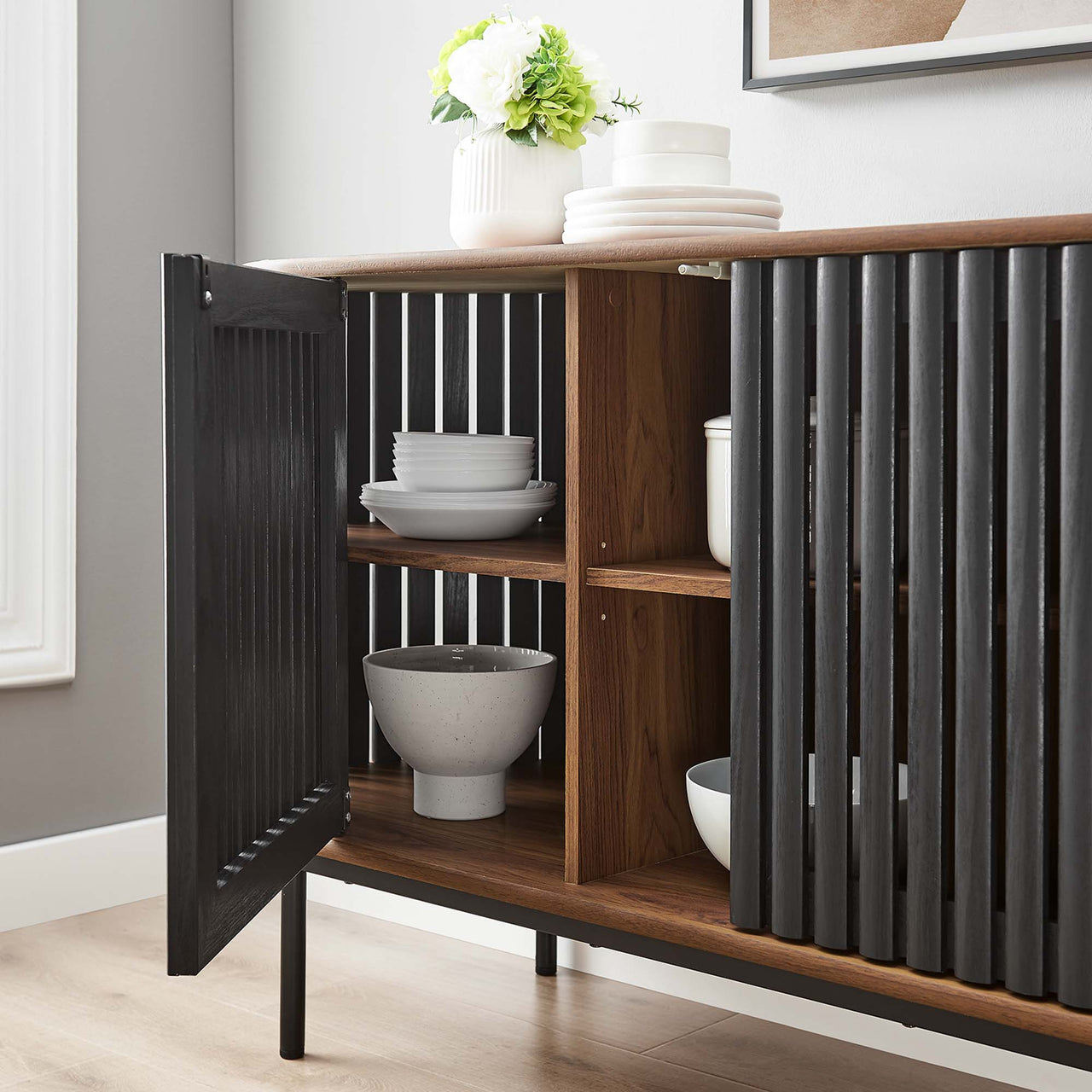 Strathen Oval Sideboard | TV Stand, Walnut & Black