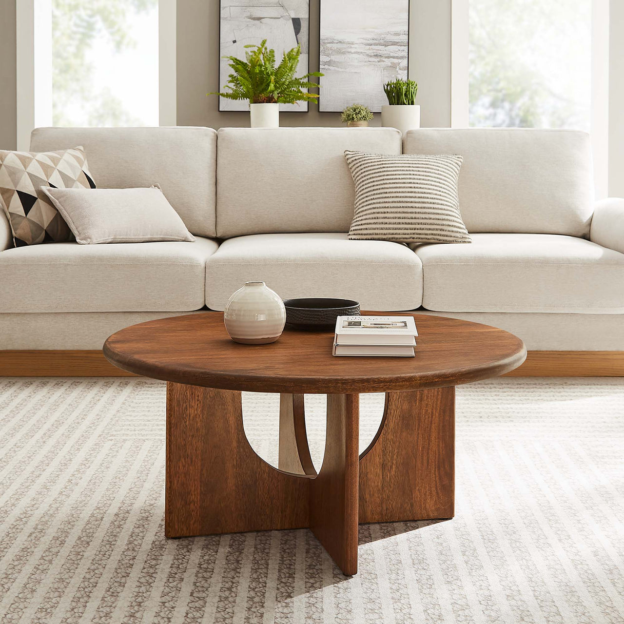 Opposition Round Coffee Table, Walnut