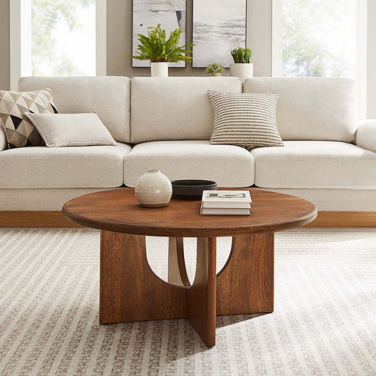 Opposition Round Coffee Table, Walnut