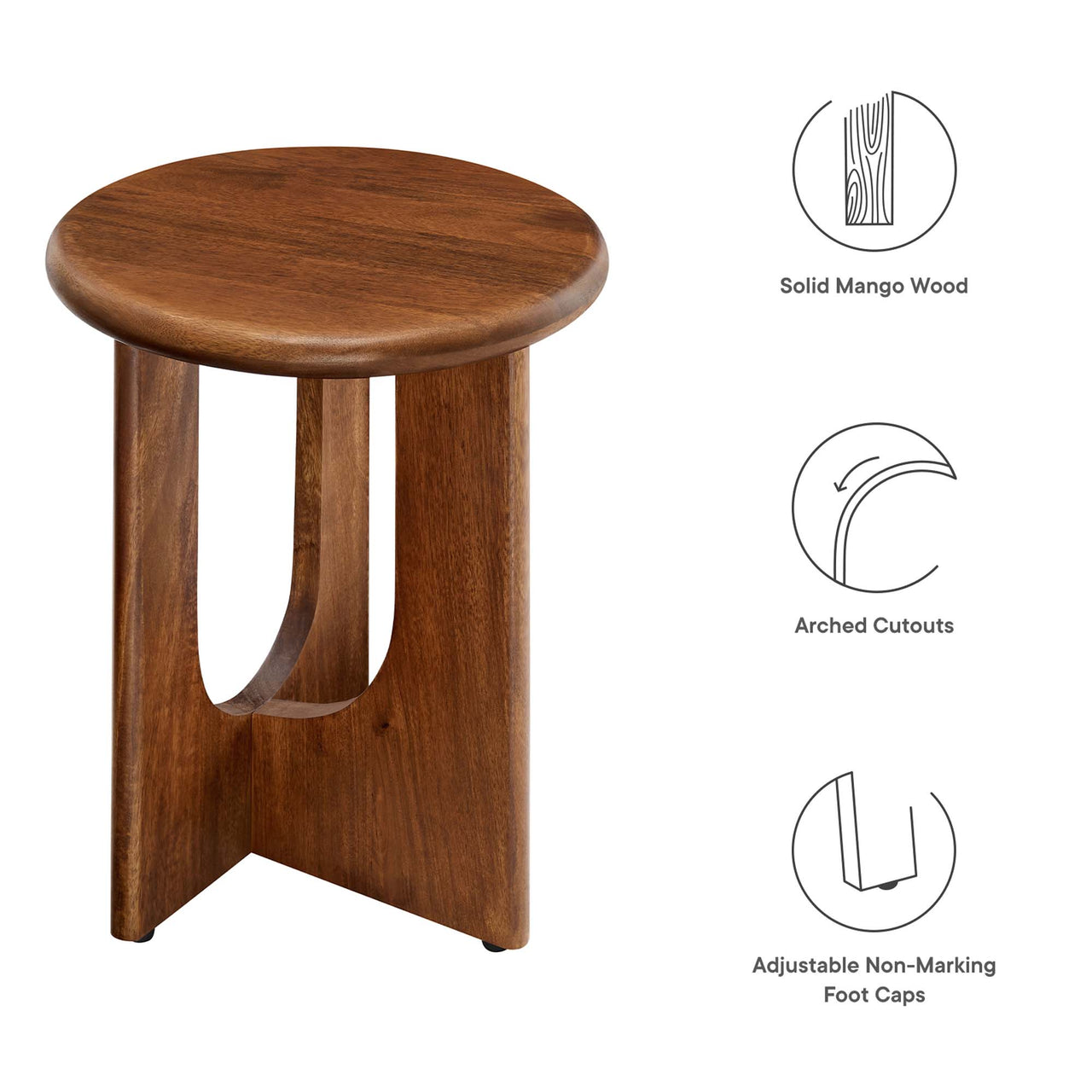 Opposition Round Side Table, Walnut