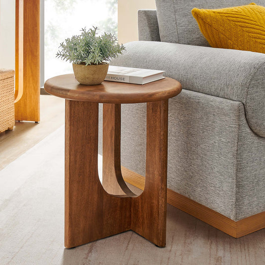 Opposition Round Side Table, Walnut