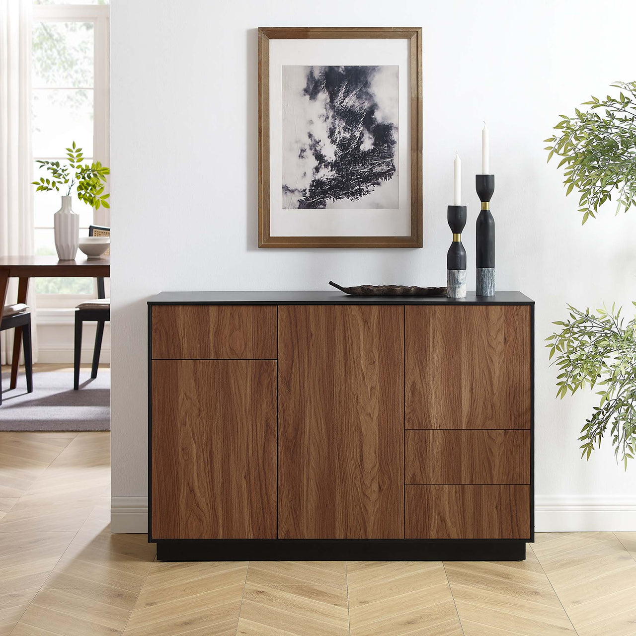 Cascade Sideboard, Black & Walnut