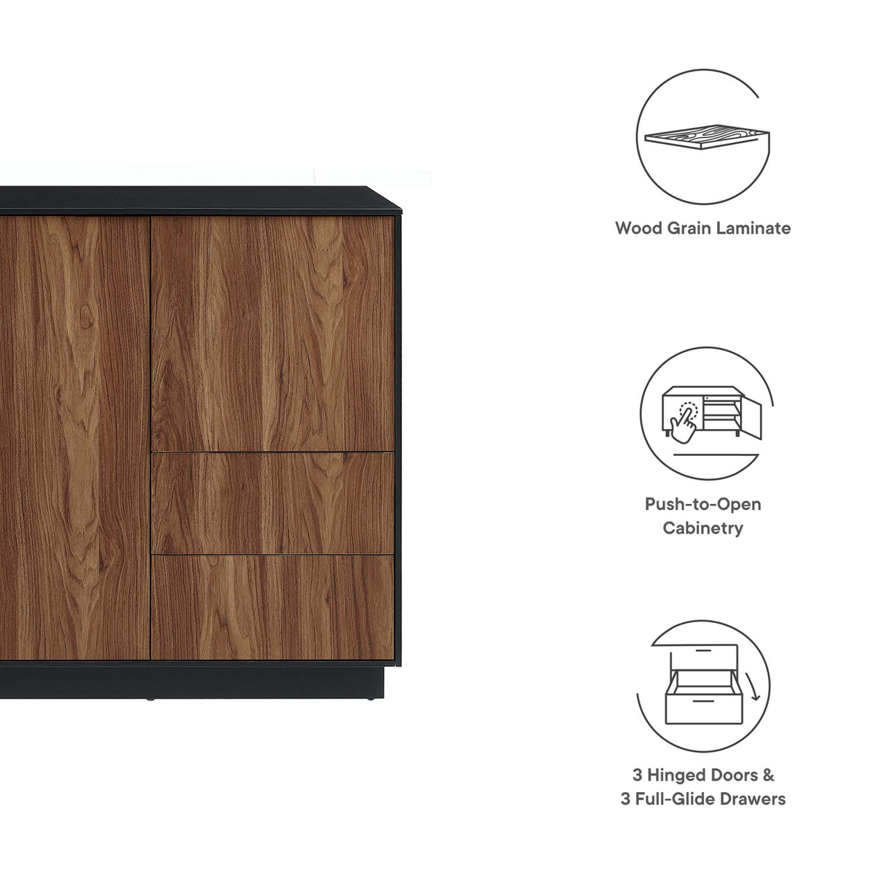 Cascade Sideboard, Black & Walnut