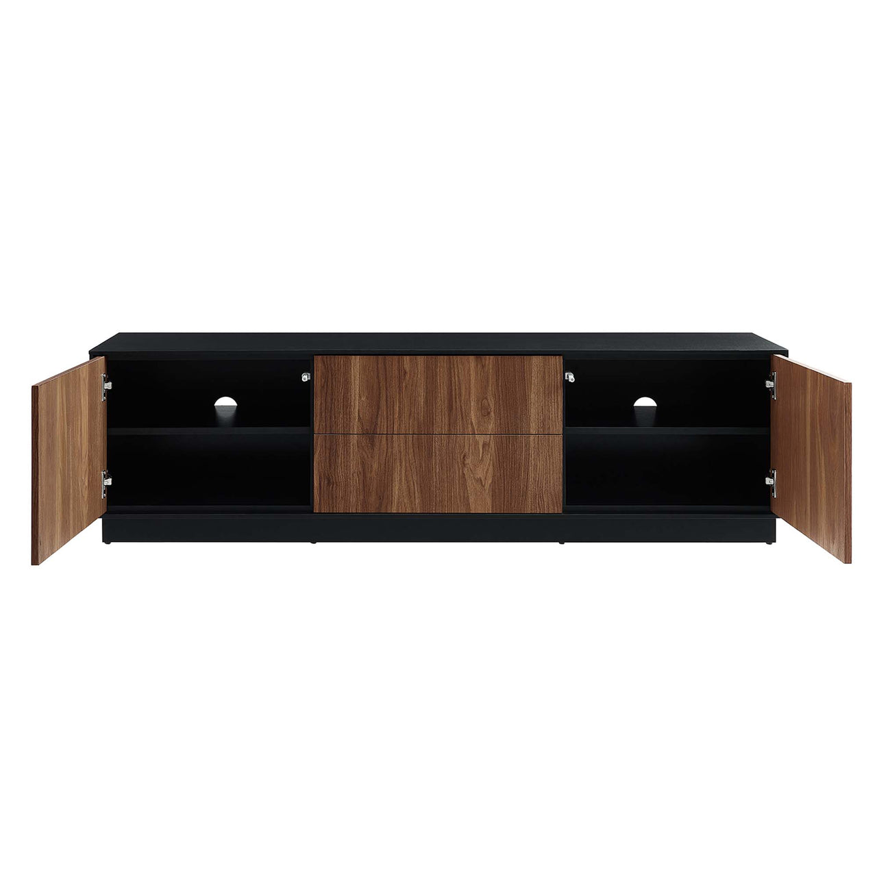 Cascade TV Stand, Black & Walnut