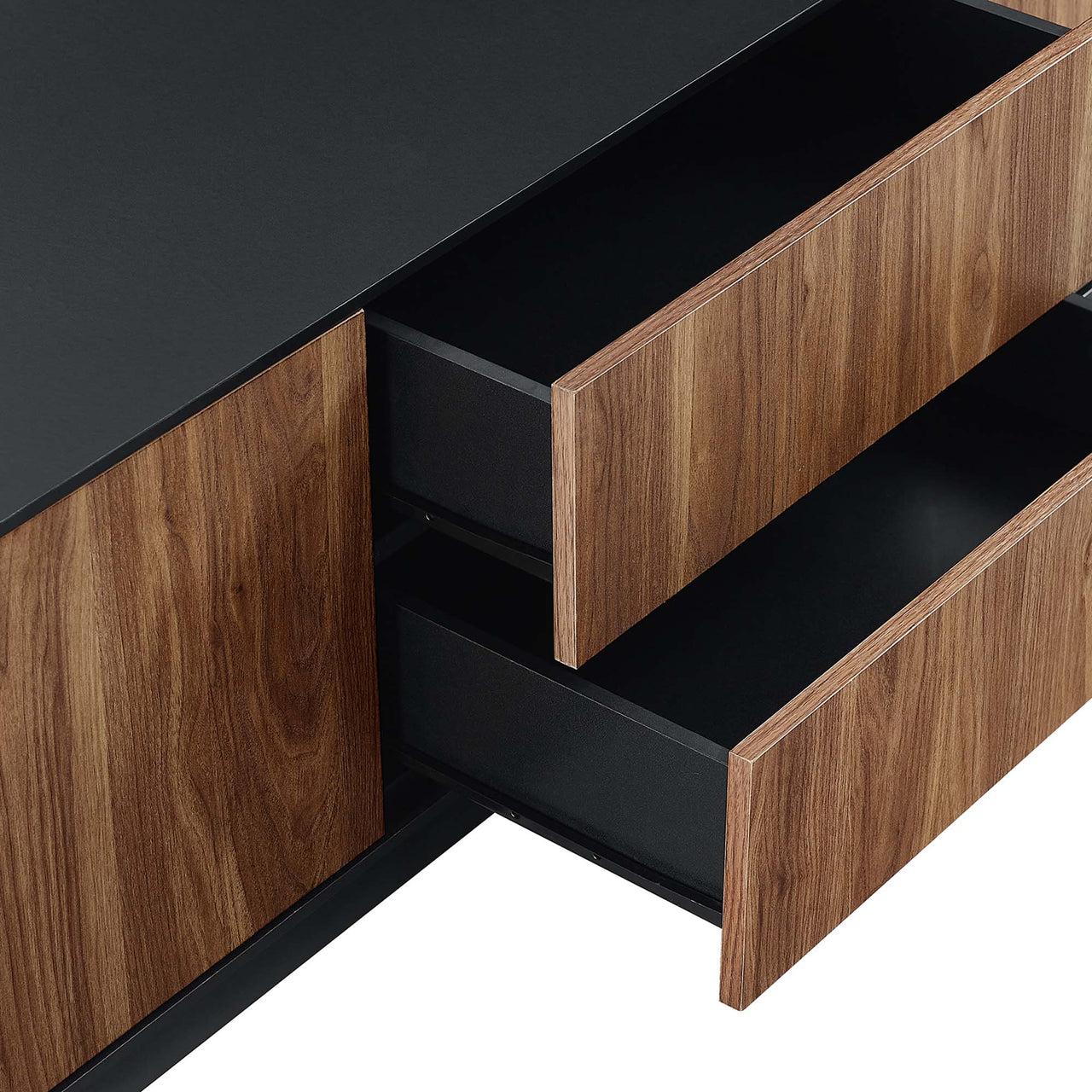 Cascade TV Stand, Black & Walnut