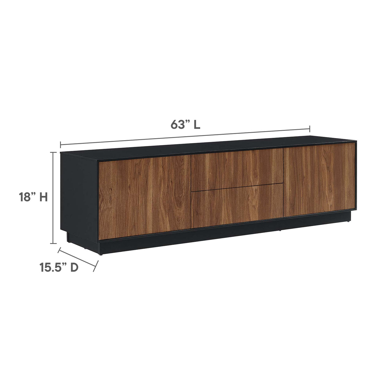 Cascade TV Stand, Black & Walnut
