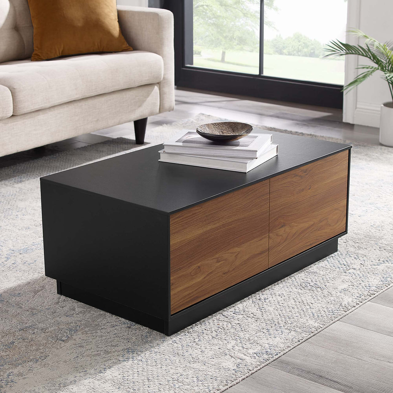 Cascade Coffee Table, Black & Walnut