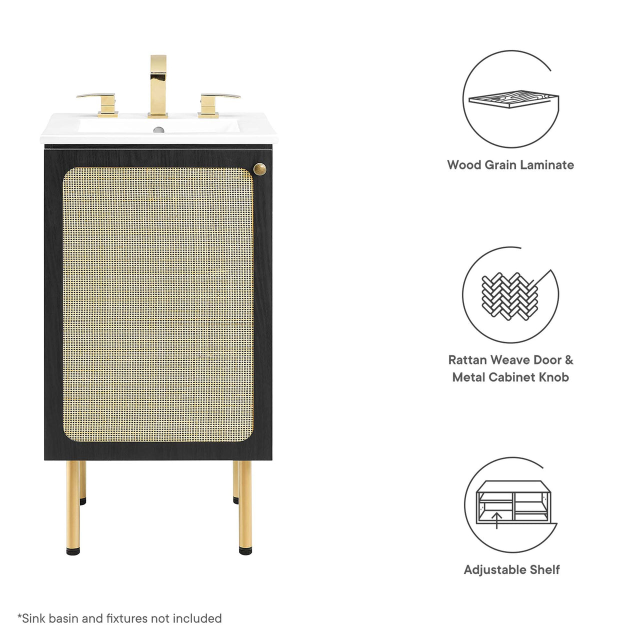 Calden Vanity Base with Storage, Extra Small, Black