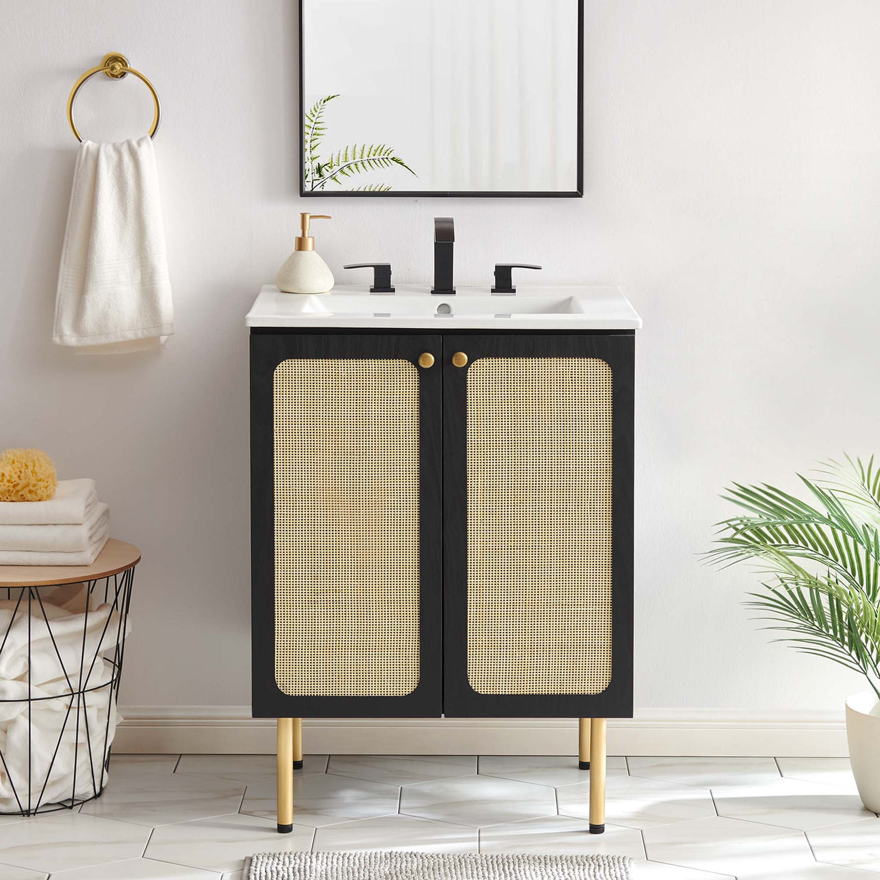 Calden Vanity Base with Storage, Small, Black