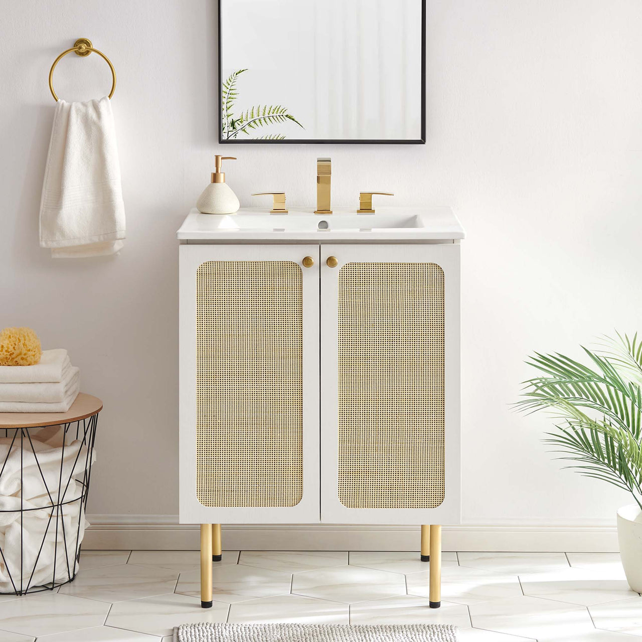 Calden Vanity Base with Storage, Small, White