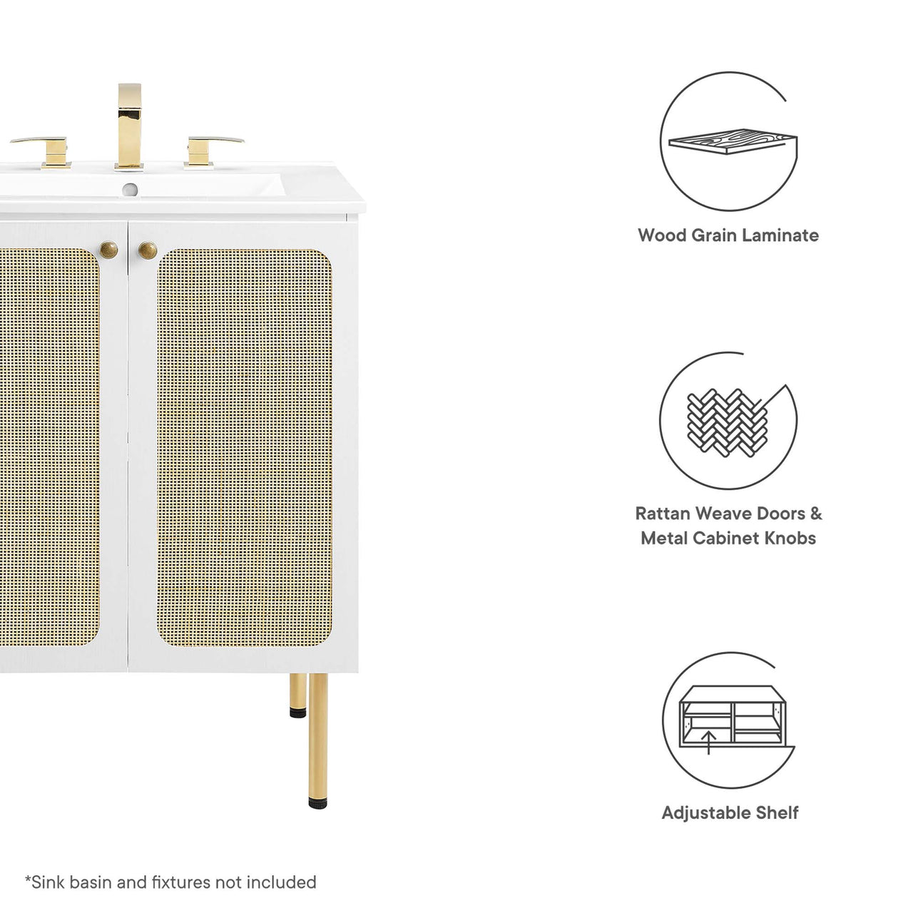 Calden Vanity Base with Storage, Small, White