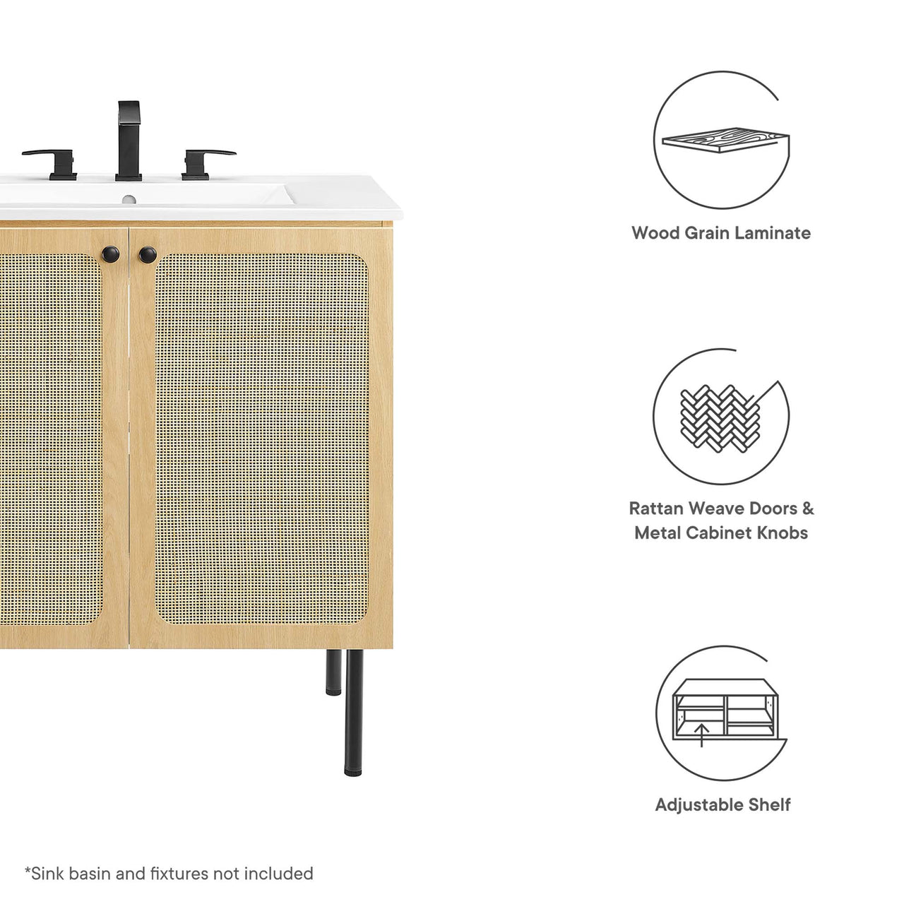 Calden Vanity Base with Storage, Medium, Oak