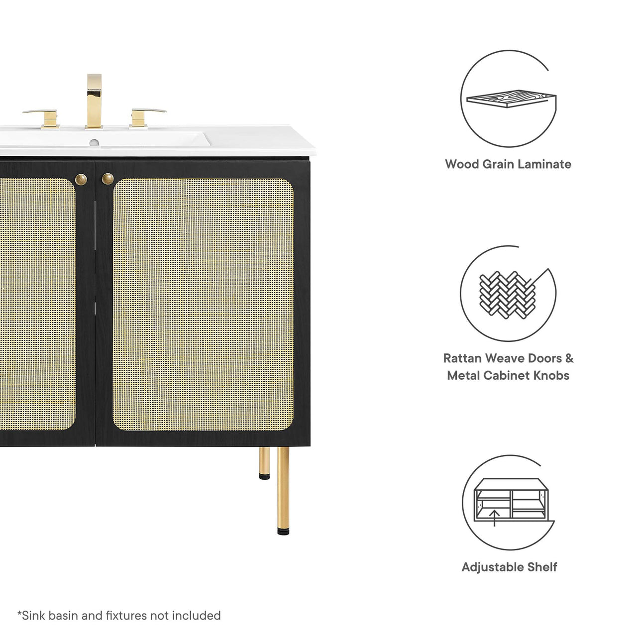 Calden Vanity Base with Storage, Large, Black