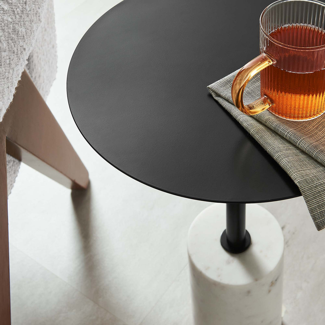 Elemental Side Table, White & Black