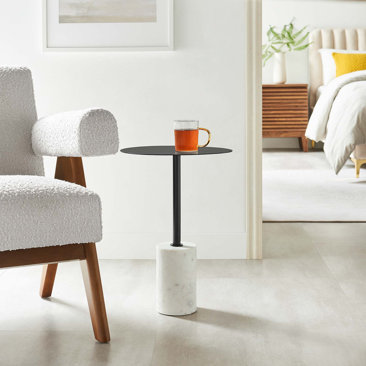Elemental Side Table, White & Black