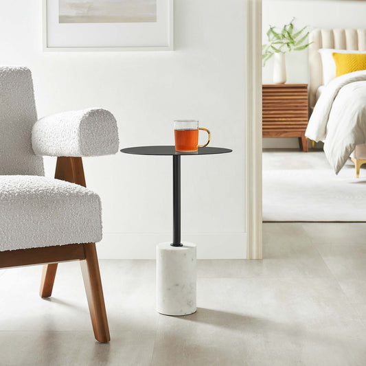 Elemental Side Table, White & Black