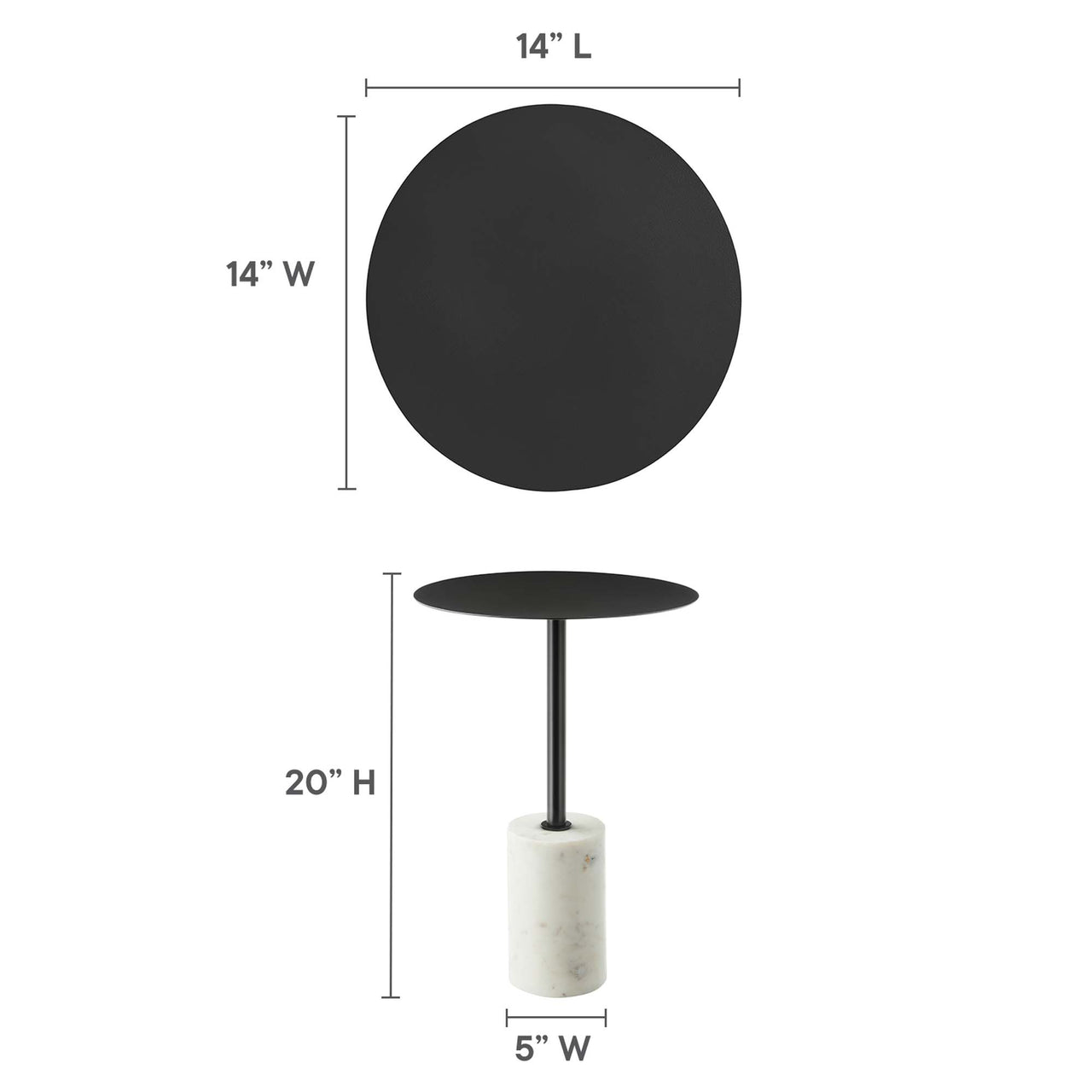 Elemental Side Table, White & Black