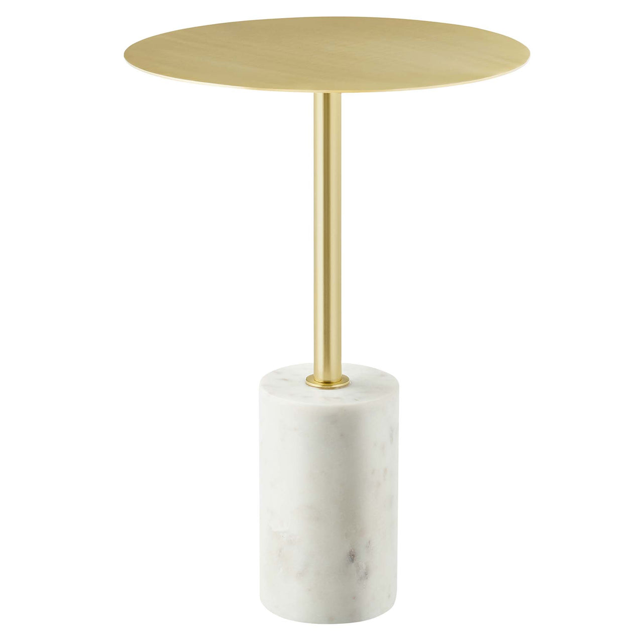 Elemental Side Table, White & Brass