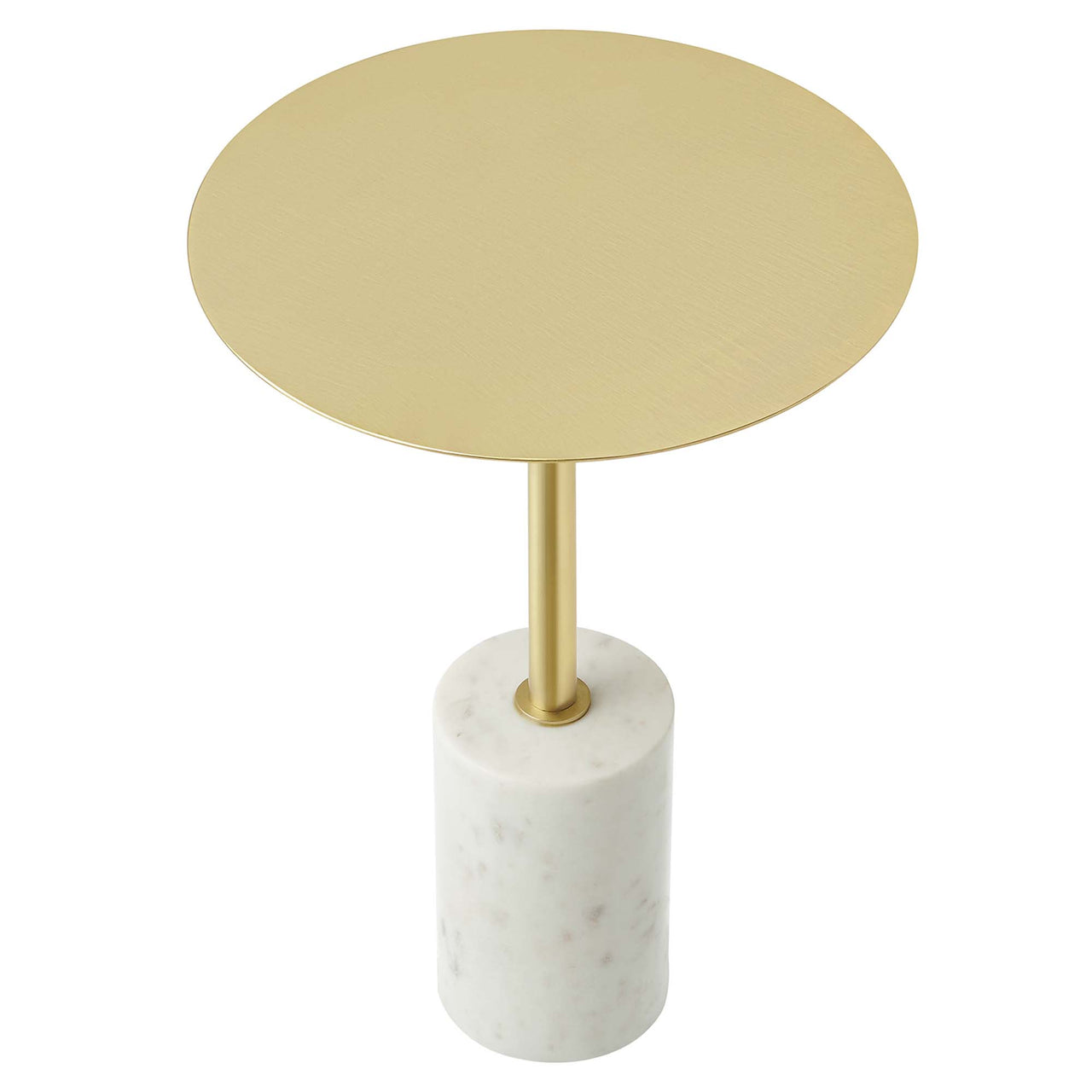 Elemental Side Table, White & Brass