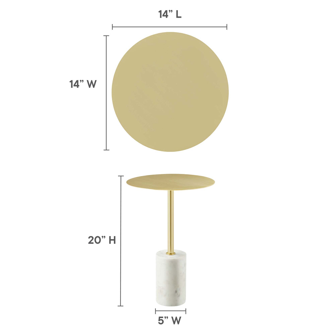 Elemental Side Table, White & Brass