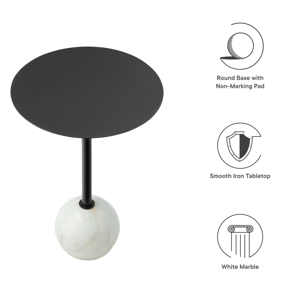 Waypoint Round Marble Side Table, White & Black