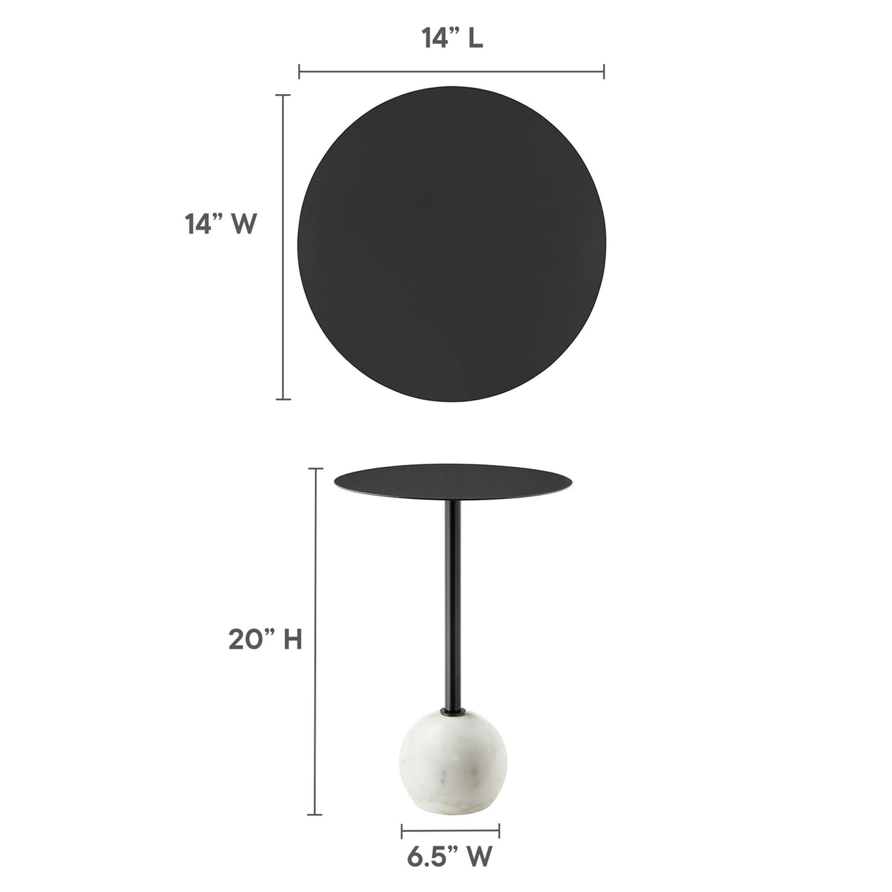 Waypoint Round Marble Side Table, White & Black