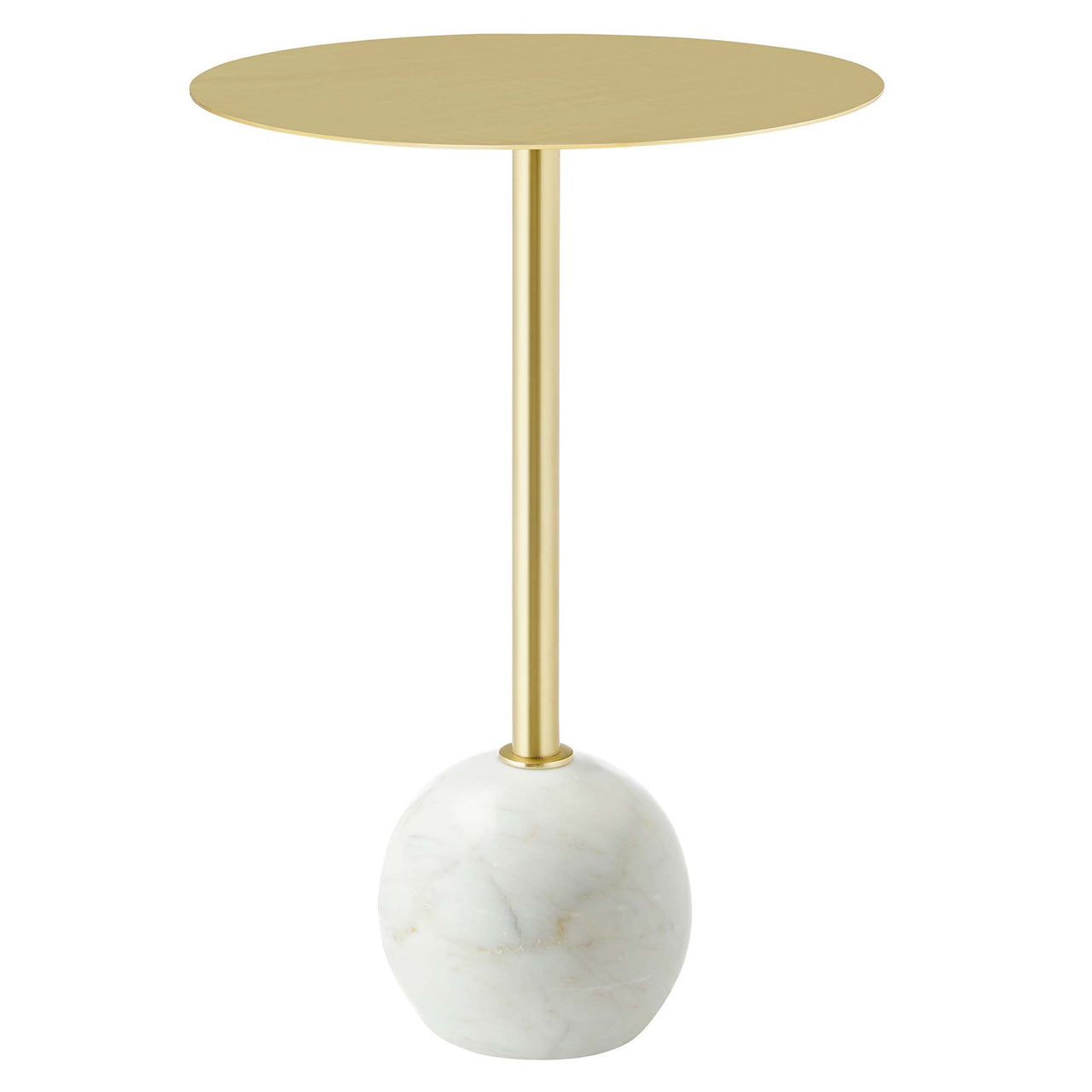 Waypoint Round Marble Side Table, White & Brass