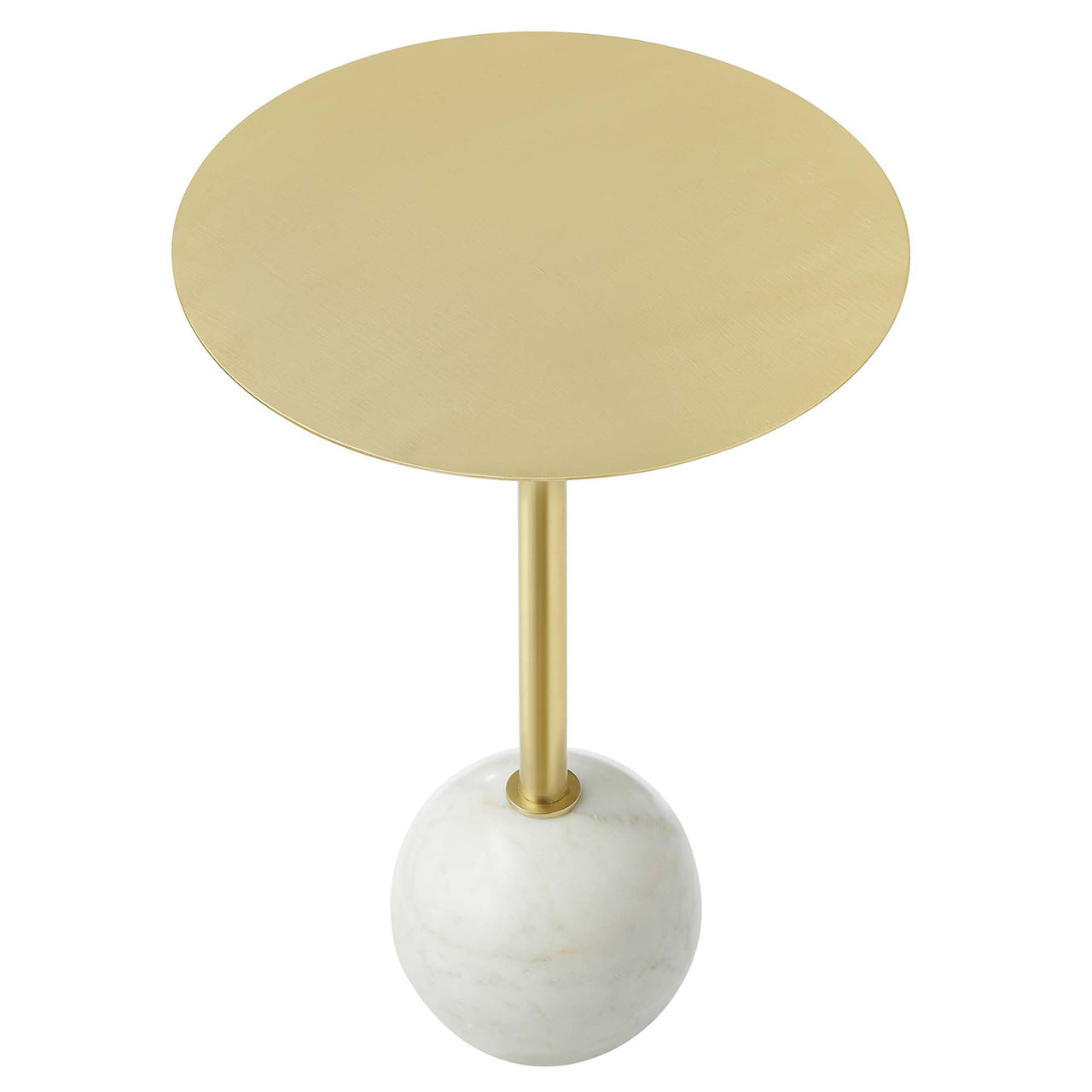 Waypoint Round Marble Side Table, White & Brass