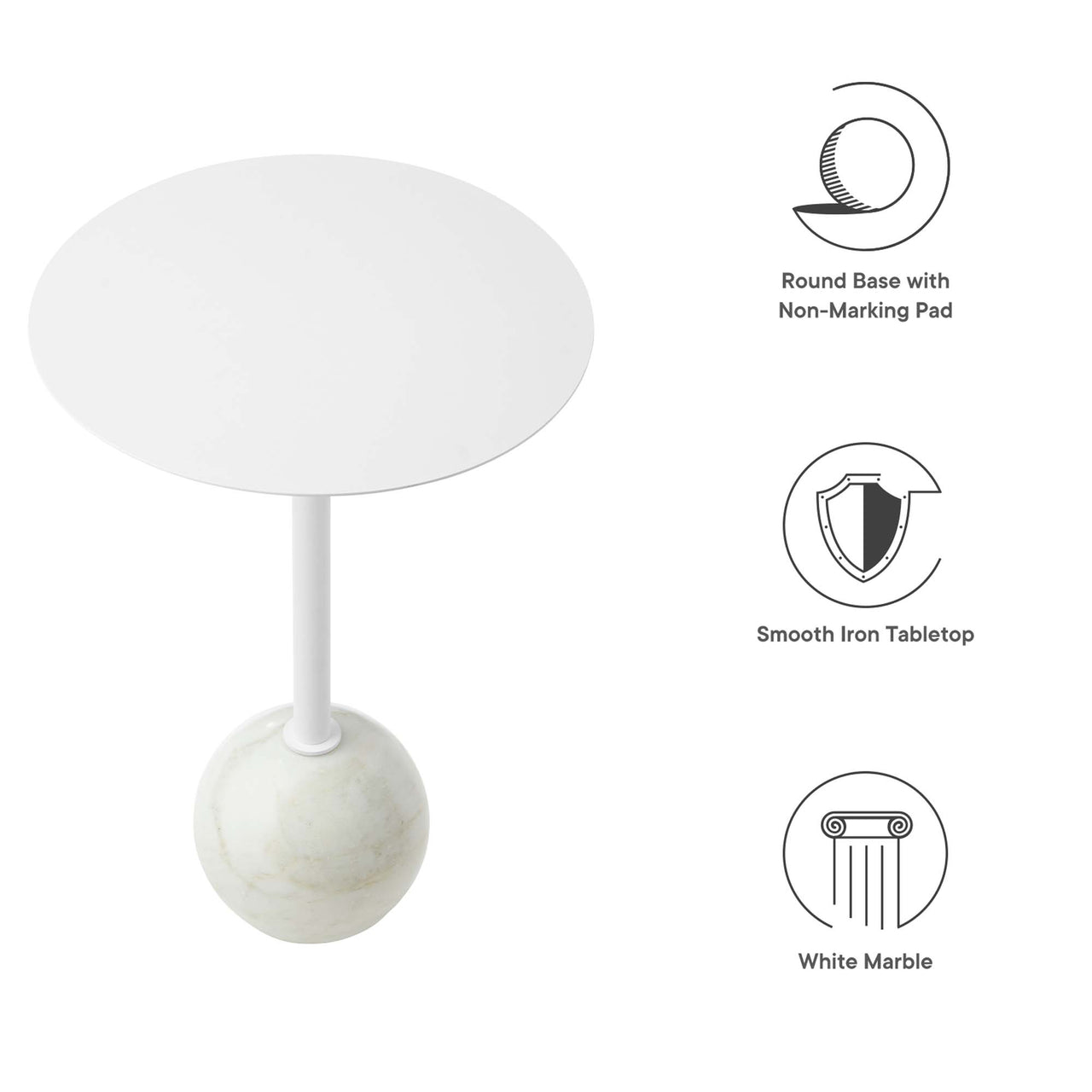 Waypoint Round Marble Side Table, White