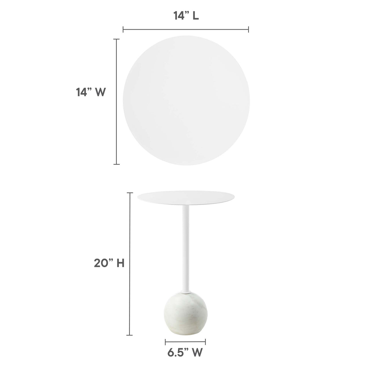 Waypoint Round Marble Side Table, White