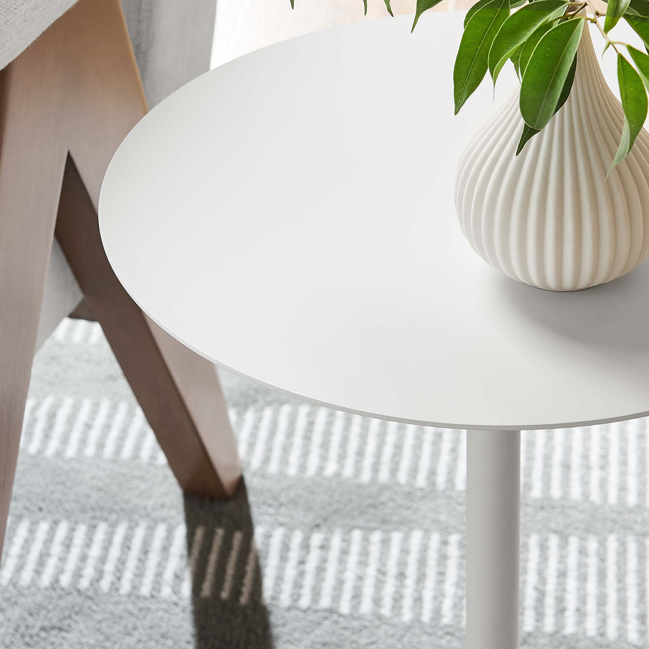 Waypoint Round Marble Side Table, White