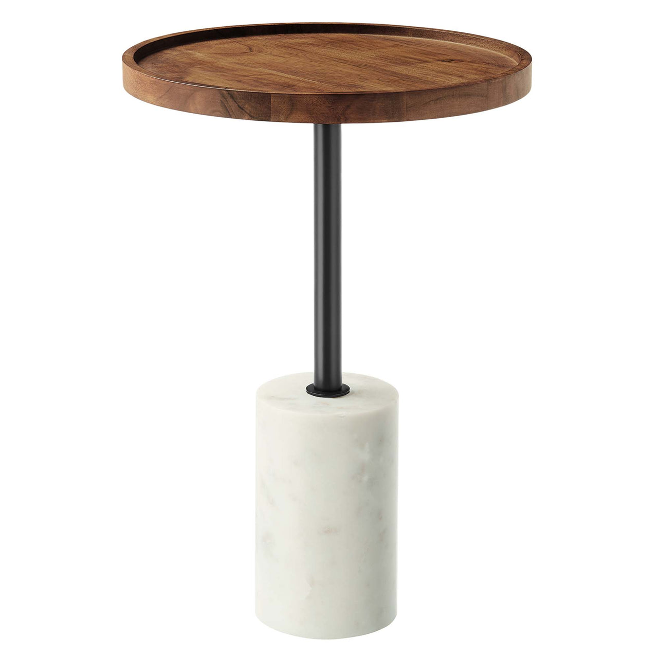 Tavique Acacia Side Table, White & Natural Wood