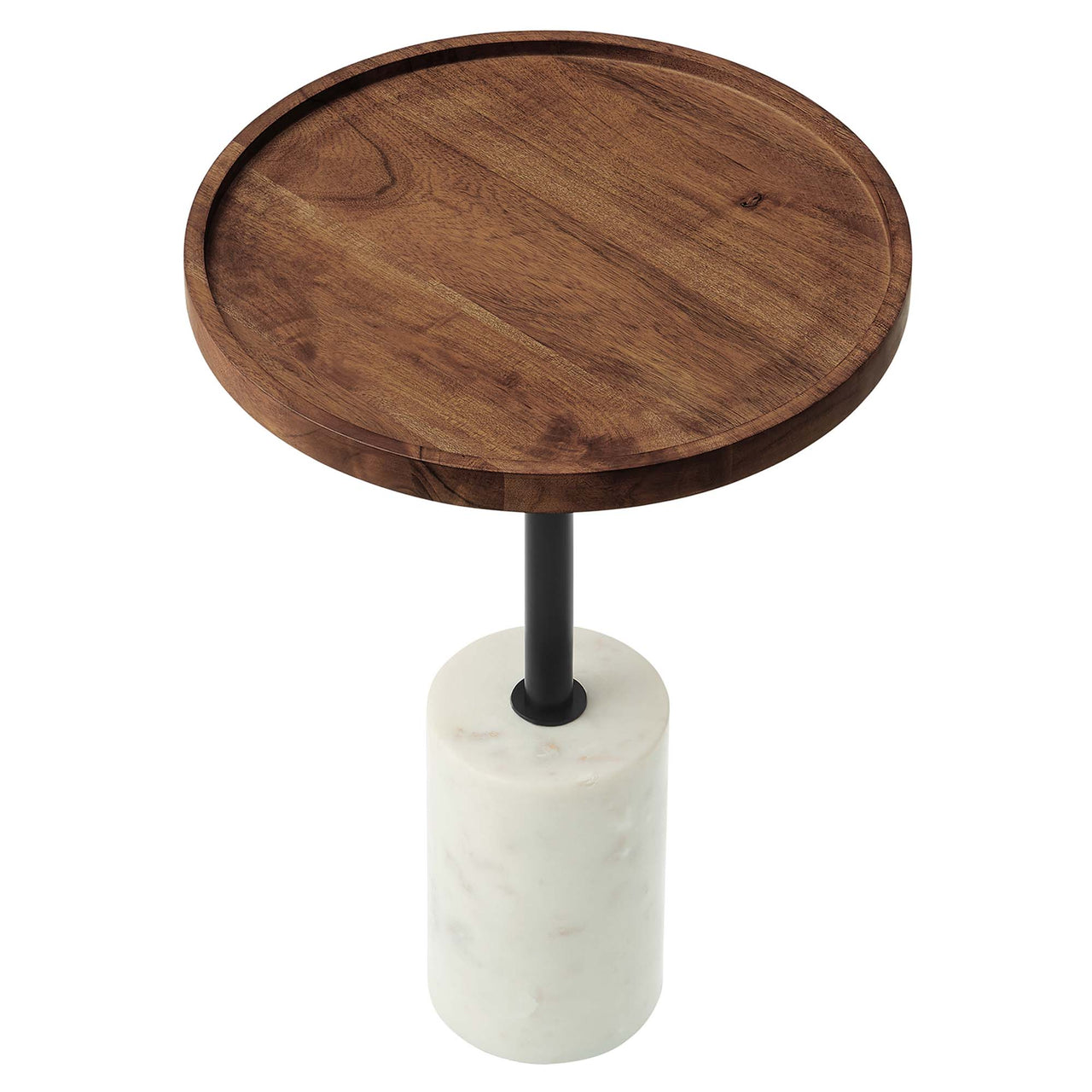 Tavique Acacia Side Table, White & Natural Wood