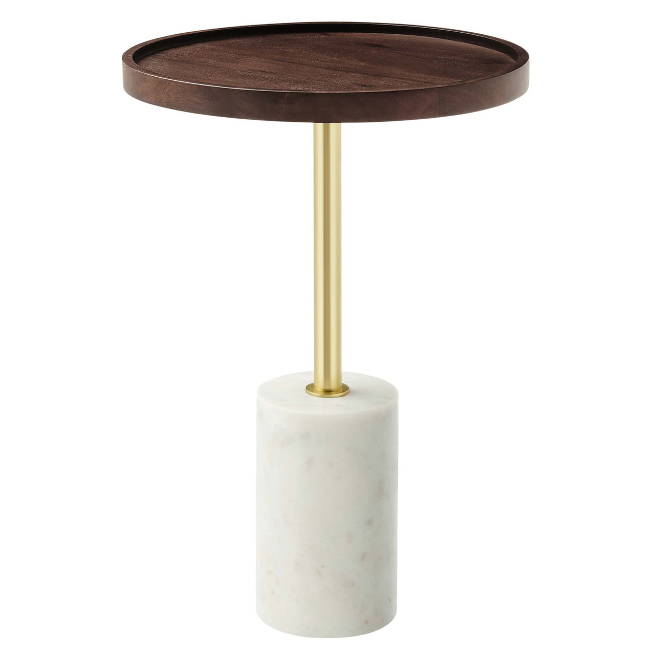 Tavique Acacia Side Table, White & Walnut