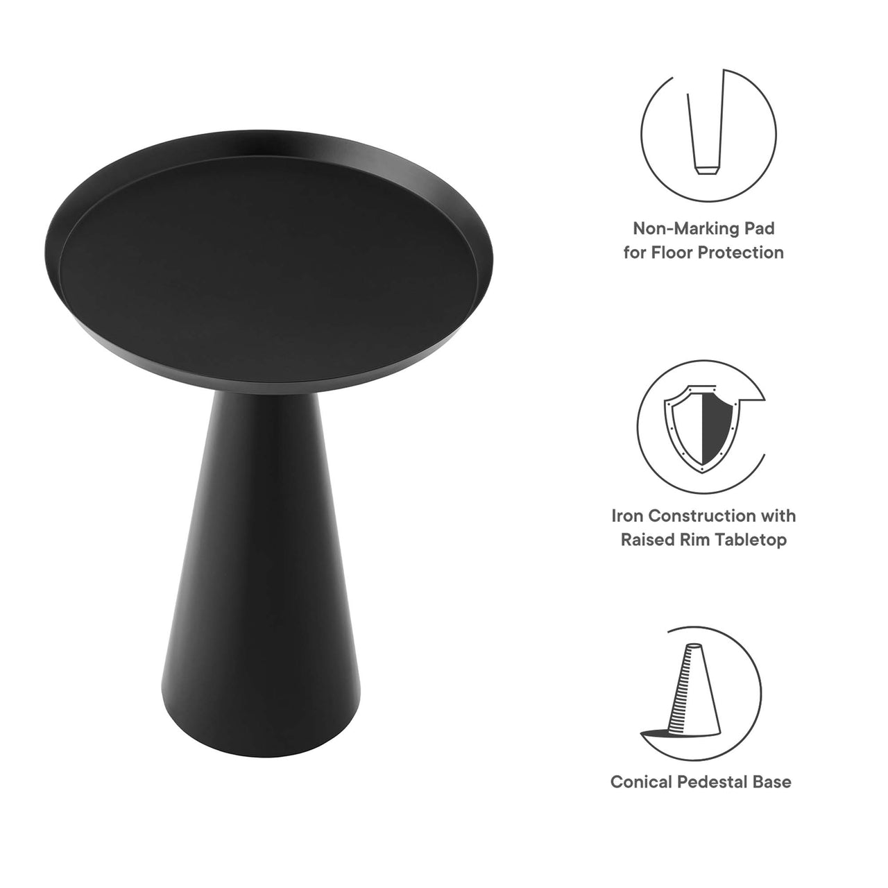 Spyglass Round Side Table, Black