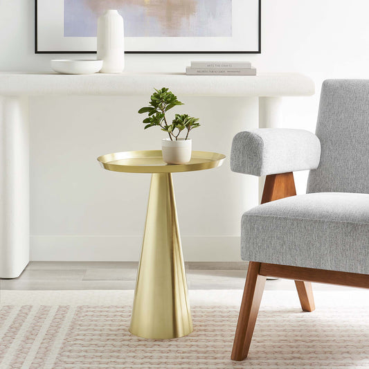 Spyglass Round Side Table, Brass