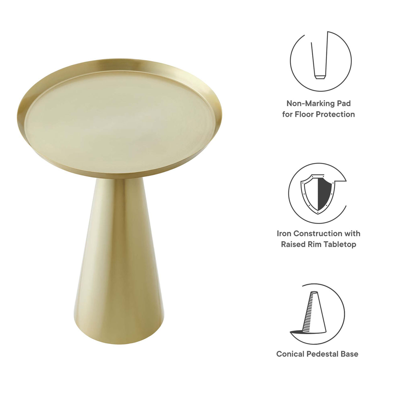 Spyglass Round Side Table, Brass