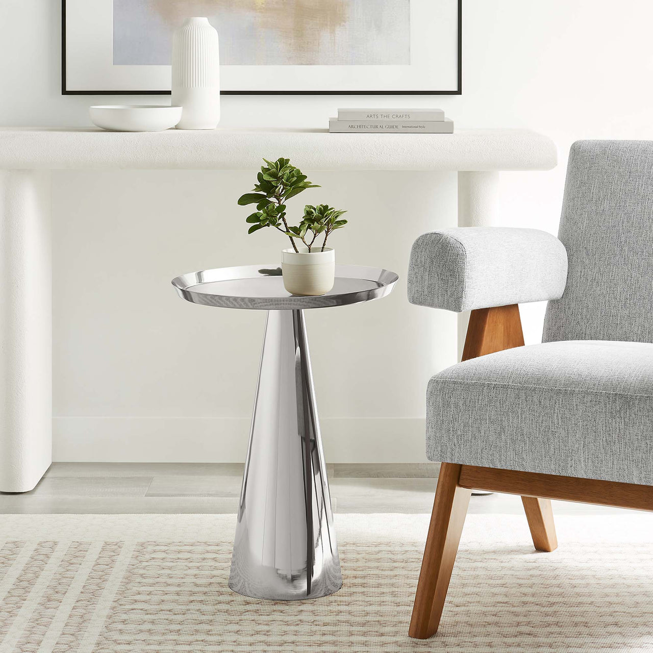 Spyglass Round Side Table, Nickel