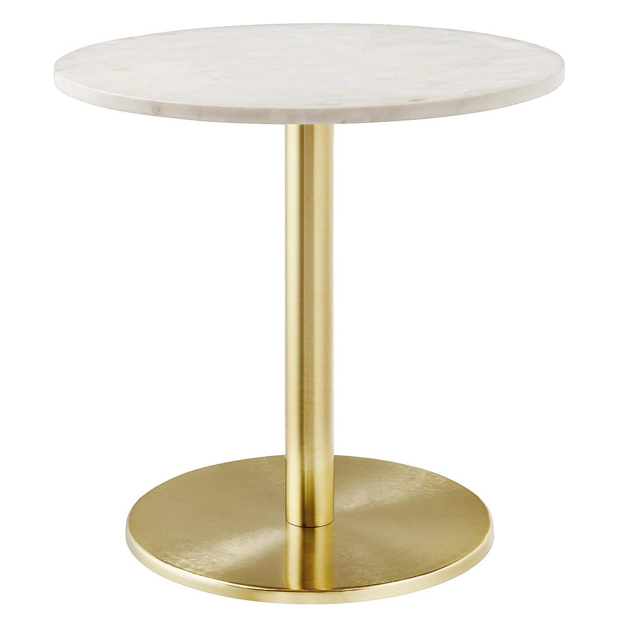 Element Round Marble End Table, Gold & White