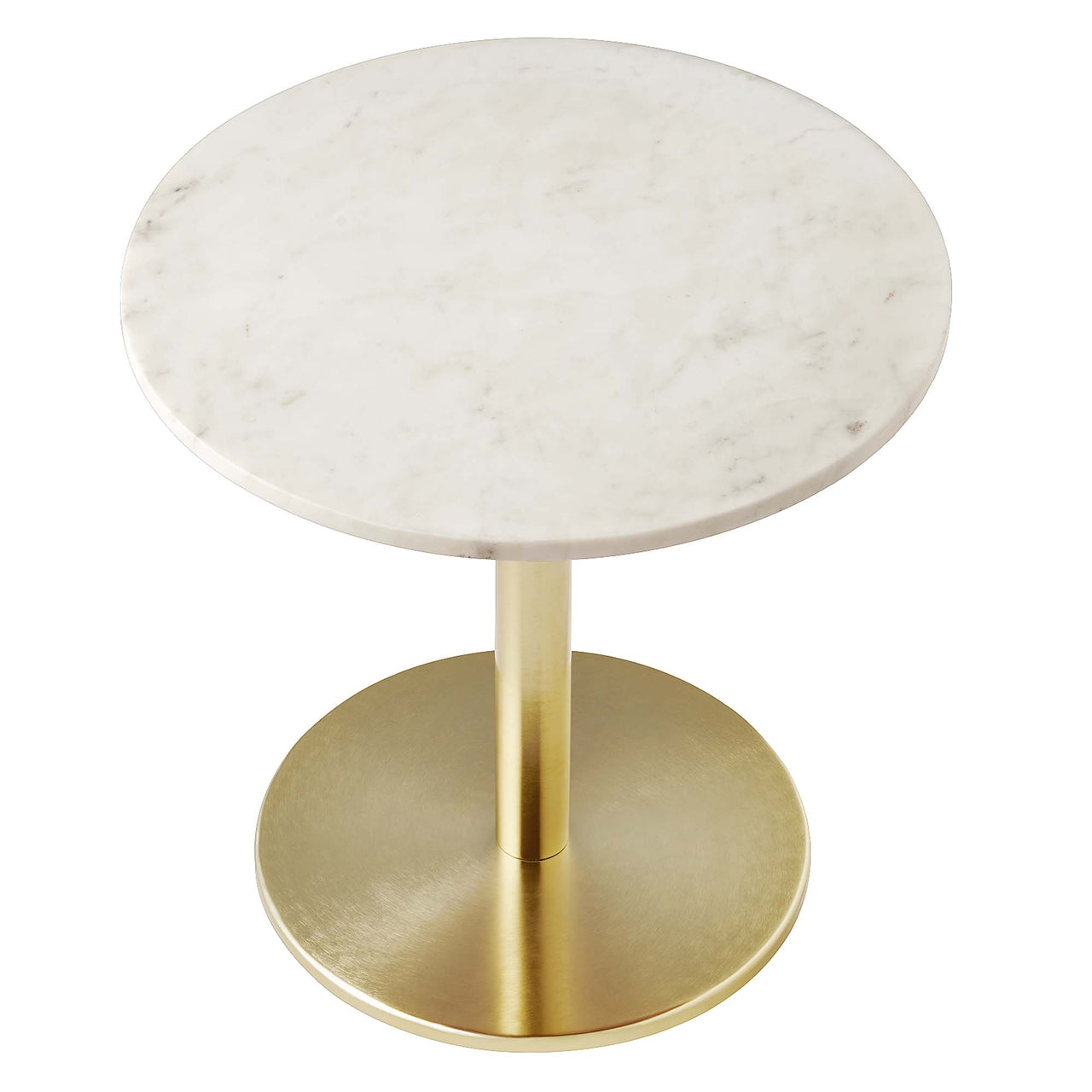 Element Round Marble End Table, Gold & White
