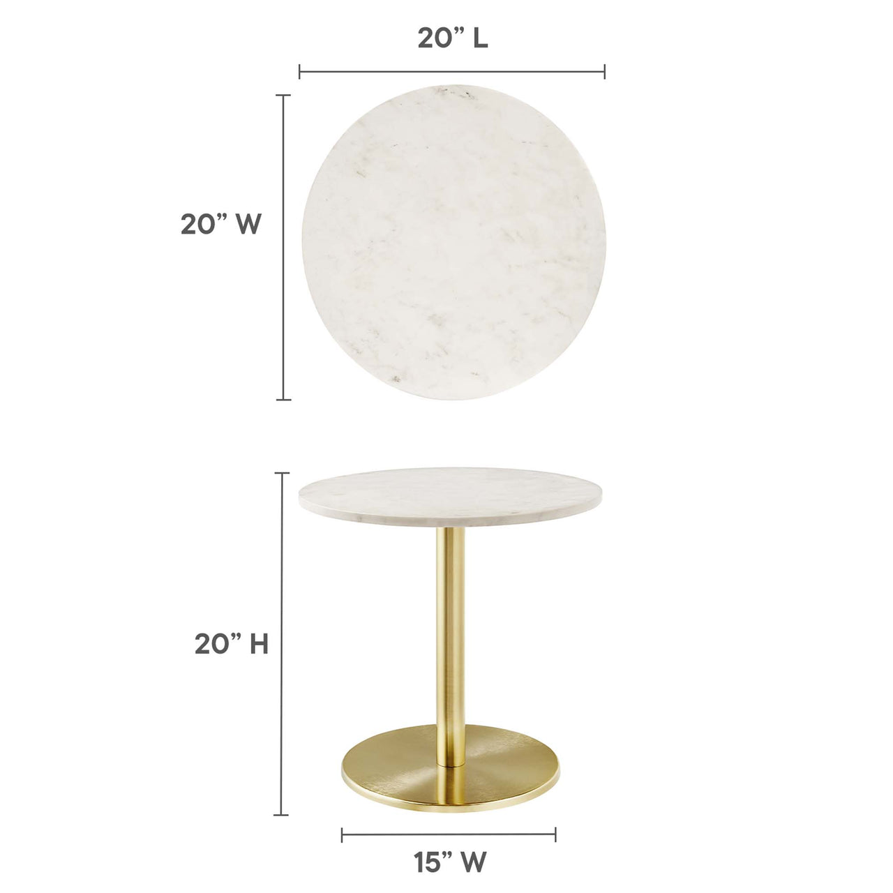 Element Round Marble End Table, Gold & White