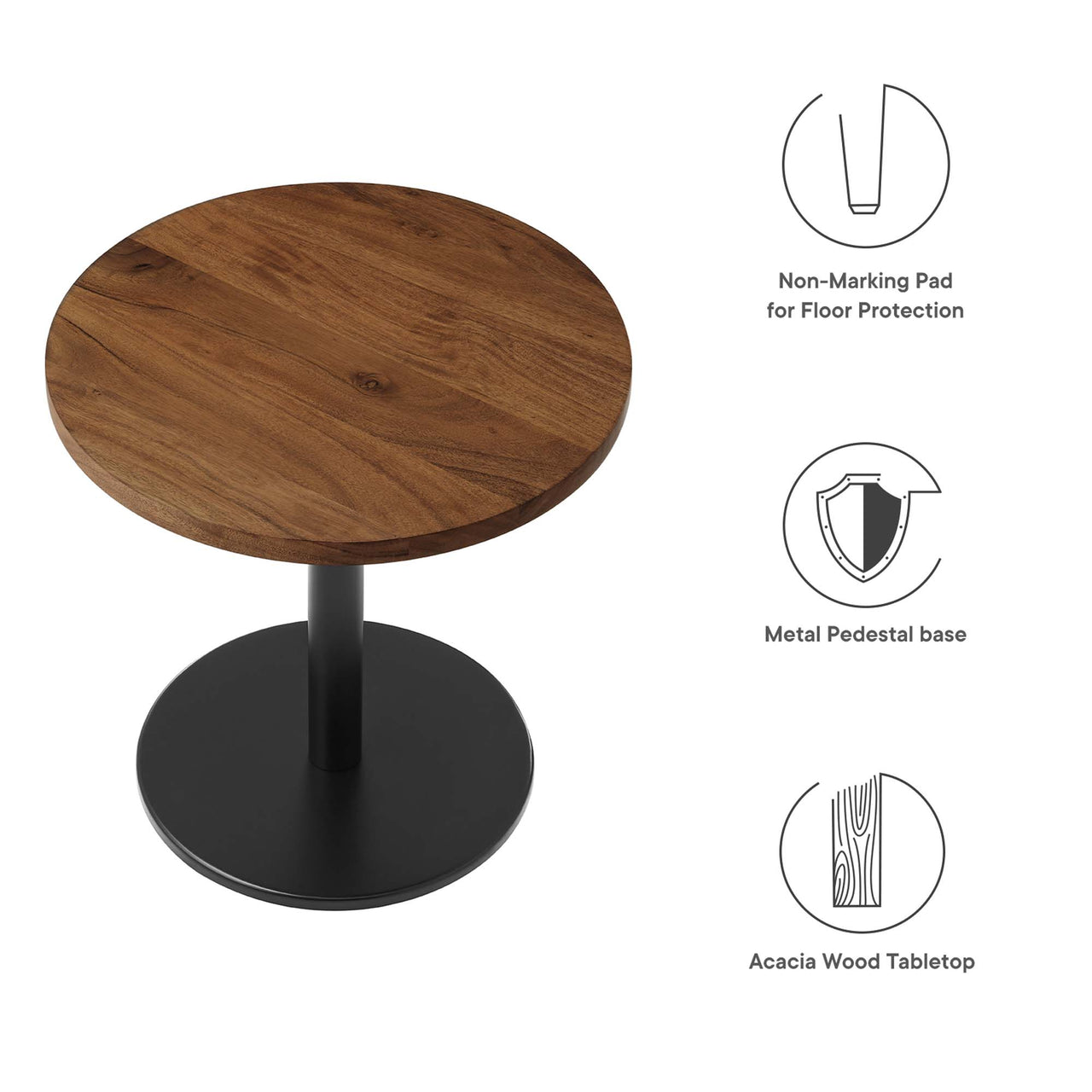 Element Round Acacia End Table, Black & Natural Wood