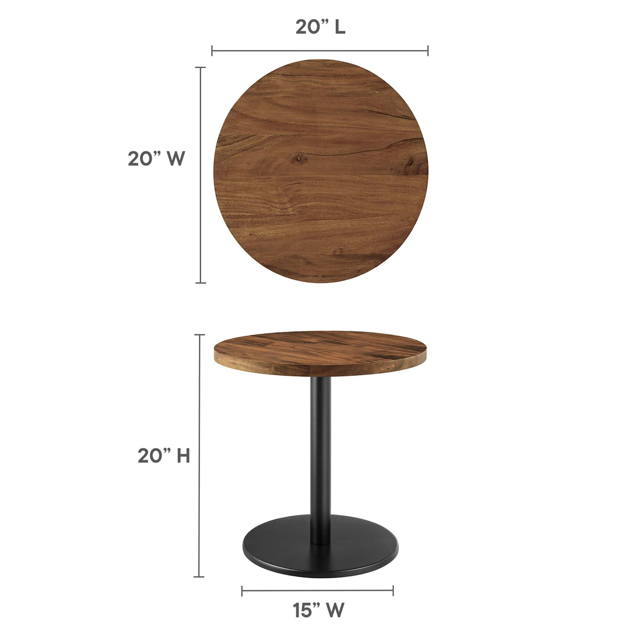 Element Round Acacia End Table, Black & Natural Wood