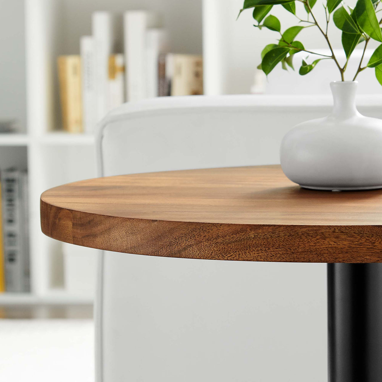 Element Round Acacia End Table, Black & Natural Wood