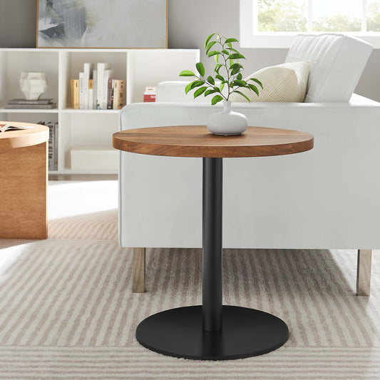 Element Round Acacia End Table, Black & Natural Wood