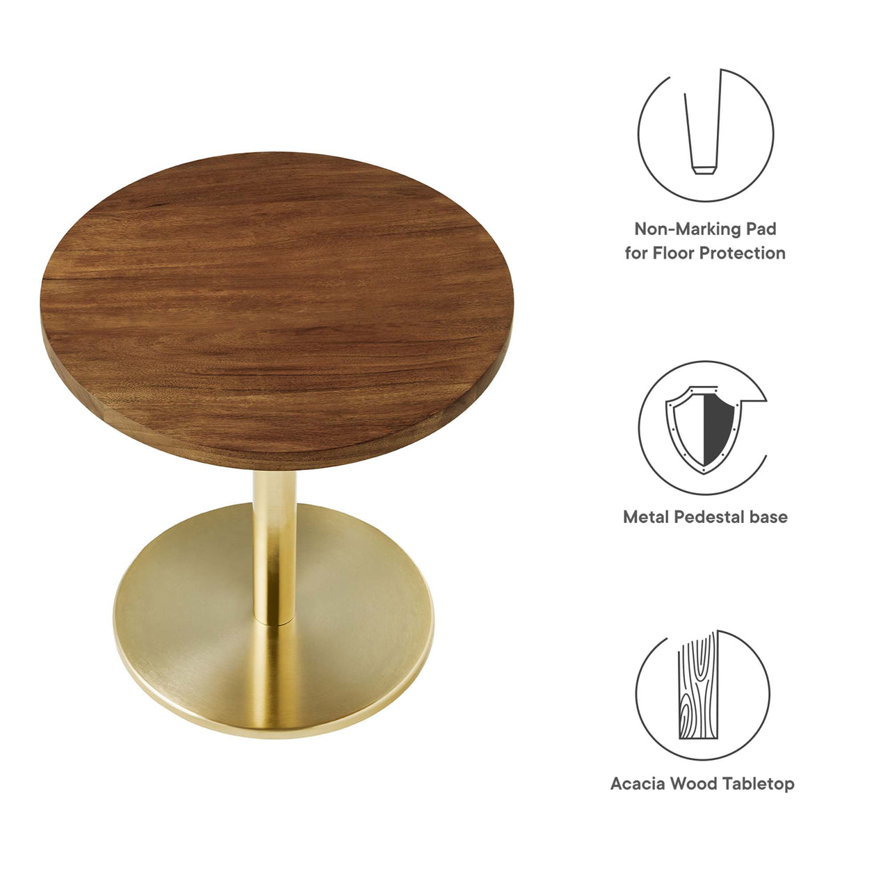 Element Round Acacia End Table, Gold & Natural Wood