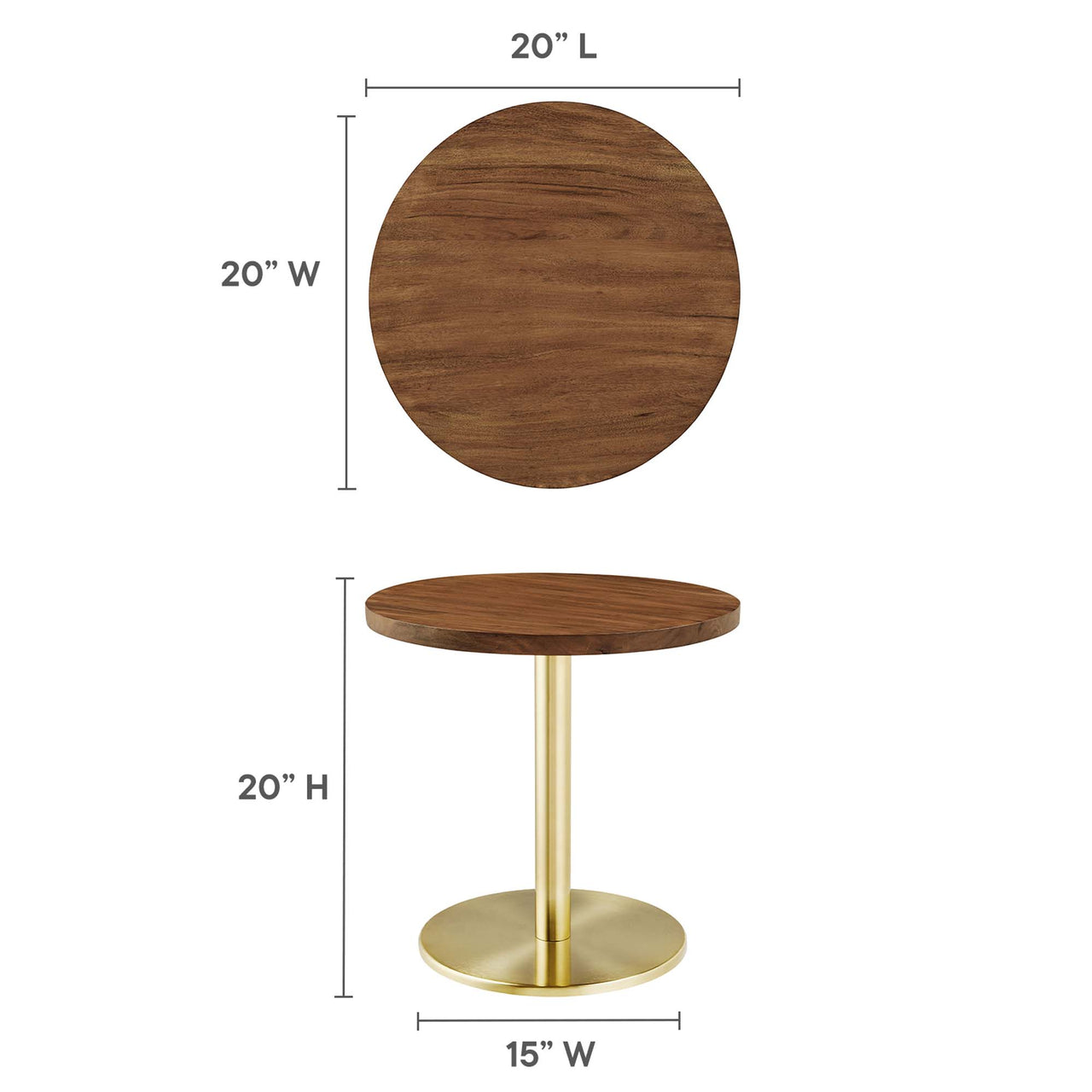 Element Round Acacia End Table, Gold & Natural Wood